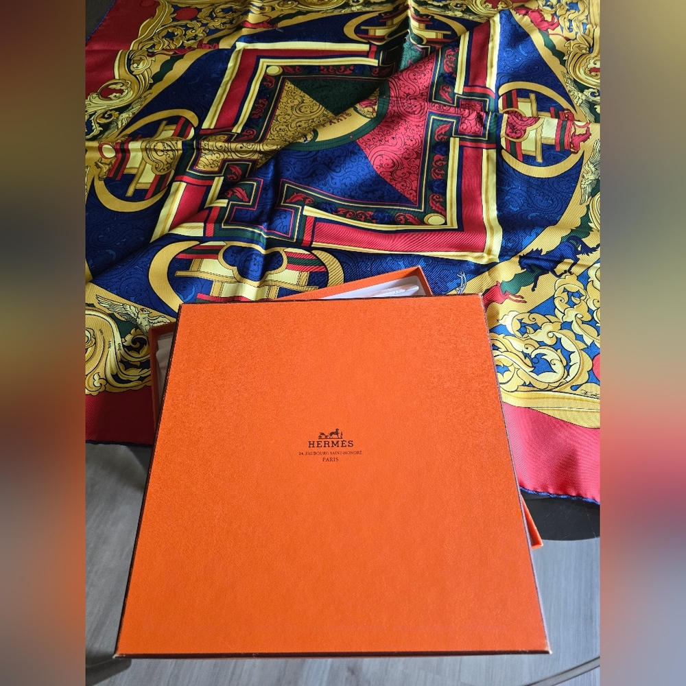 Authentic Hermes Multicolor Silk Scarf